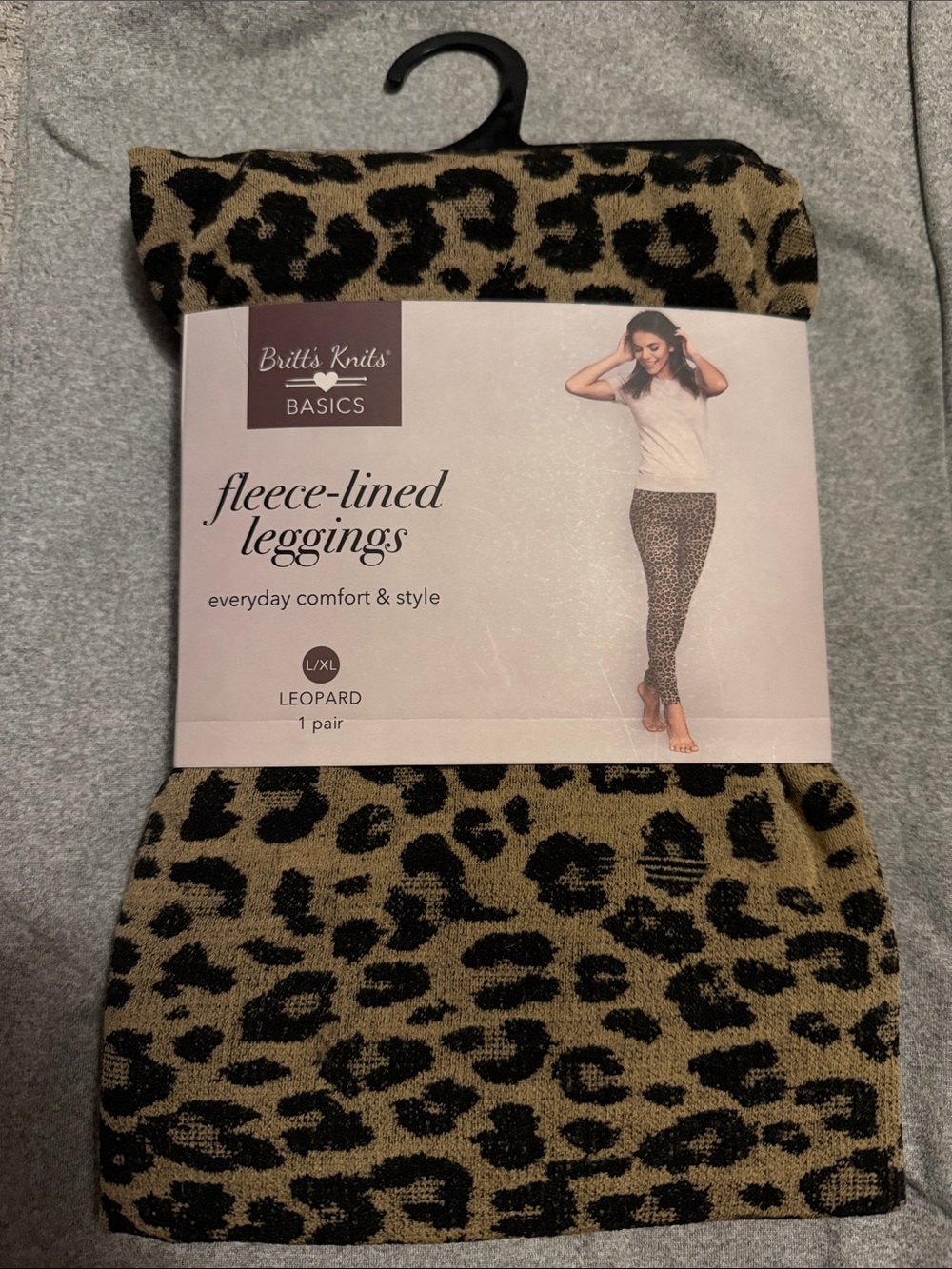 Britt's Knits Basics Leopard Fleece-Lined Leggings - Tan & Black